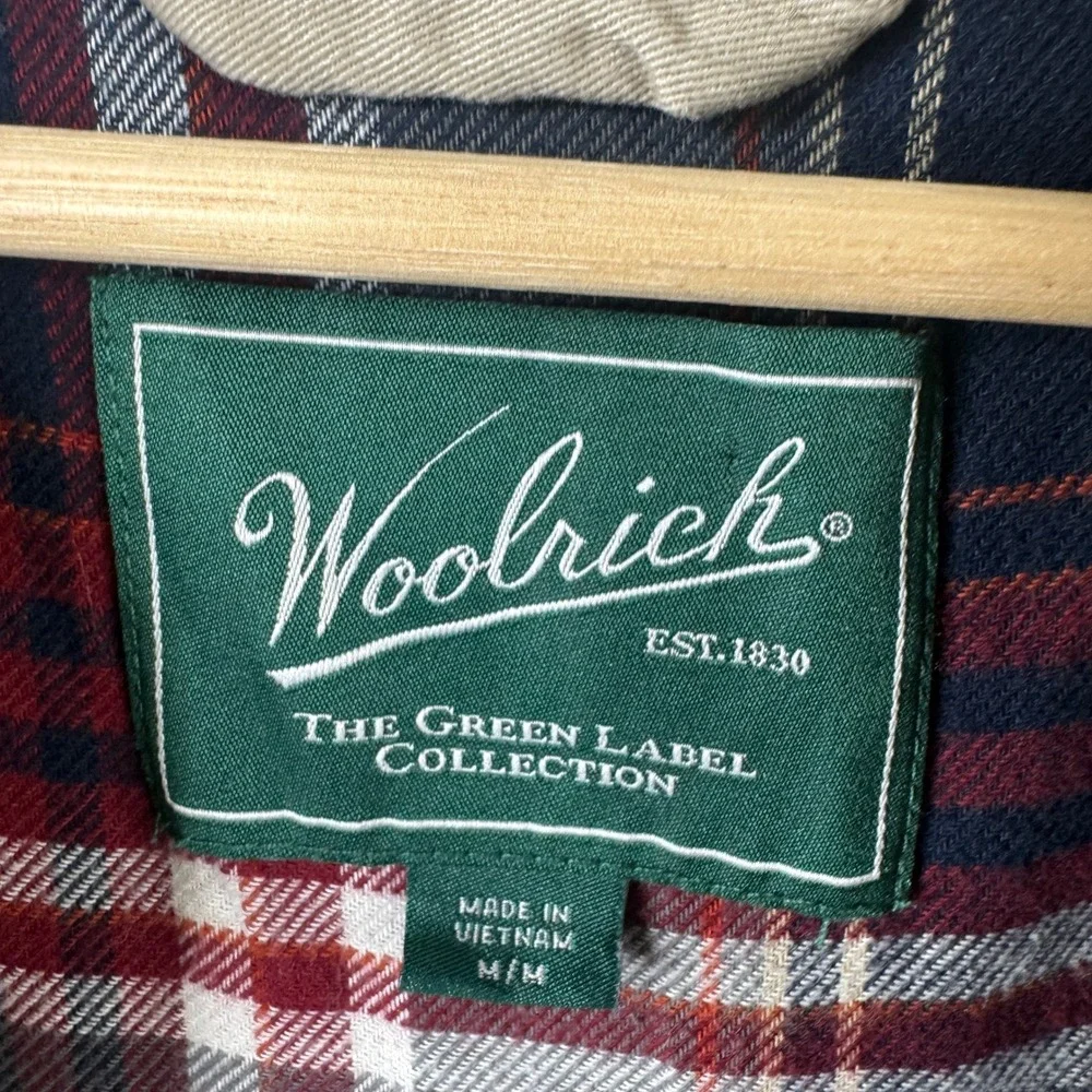 Woolrich Green Label Mens Medium Tan Flannel Lined Cotton Shirt Jacket Shacket